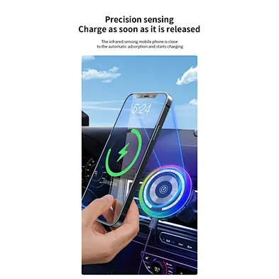 Magnetic For Iphone Magsafe Rgb Two-In-One  Car Wireless Charger
