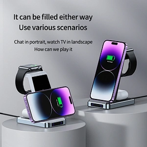 15W Fast Charging Qi Cell Phone Holder New Design 3 In 1 Multi-Function Desk Stand Wireless Charger