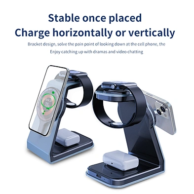 2024 new wireless Charging Station Wireless Charger Aluminum Alloy 3 In 1 wireless charger
