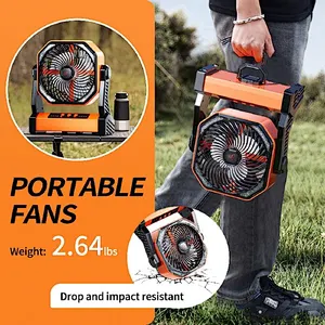 Camping LED Fan with Light, Outdoor Tent Fan with Light and Hook, Personal USB Desk Fan