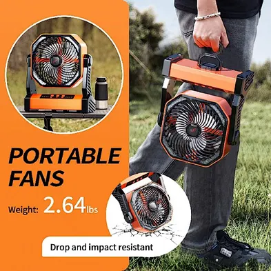 Camping LED Fan with Light, Outdoor Tent Fan with Light and Hook, Personal USB Desk Fan