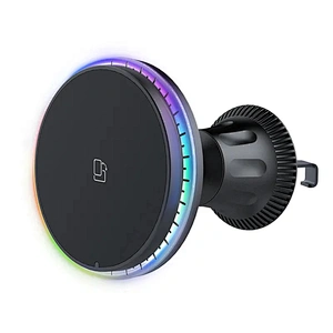Mobile Phone Mount Air Vent Holder Magnetic Wireless Charger Car With Running RGB Light H82