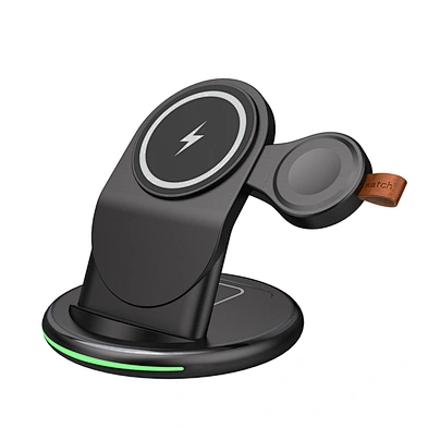 2024 NEW design 3 in 1 multifunction high quality Qi 15W Magnetic Dock Stand 3 In 1 Wireless Charger Station