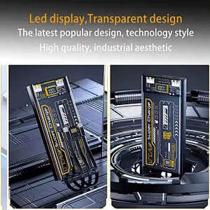 Pd20w fast charging 10000mah power bank transparent small portable mini mobile power supply pd20w charger with 3 cable