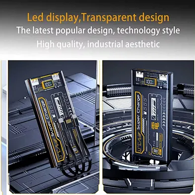 Pd20w fast charging 10000mah power bank transparent small portable mini mobile power supply pd20w charger with 3 cable
