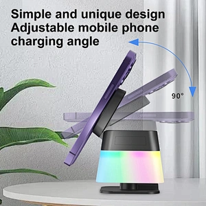 Factory Qi Charging Station Stand RGB Colorful Lamp Cube 3-1 Multi-functiion Magnetic Wireless Charger 2024