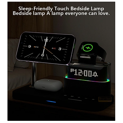 New 5 in 1 Light Alarm Wireless  With Wireless Charger And Clock with rgb night light wireless charger