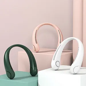 2024 hot saleLazy Bladeless Neck Fan Rechargeable 2400mAh Wearable Cooling Mini Hung Band Necklace Fan