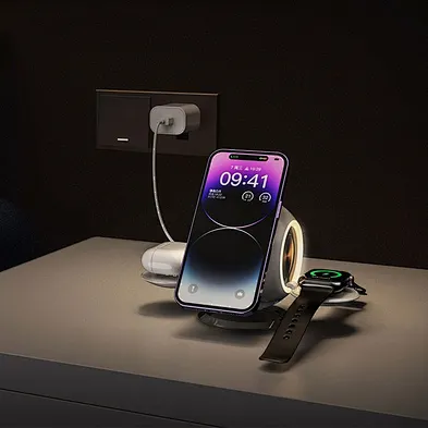New Product Ideas 2024 Custom Charger Desktop Stand Dock Station Charging Stand, With Led Light Mobile Phone Wireless Charger