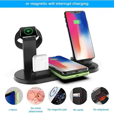 Fast 2023 Smart Qi 6 In 1 Wireless Charger Station  Charging