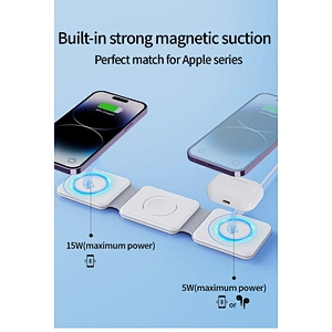 2024 new Fast Foldable Magnetic Wir Foldable 3 In 1 Wireless Charger Station Qi 15W Fast charging