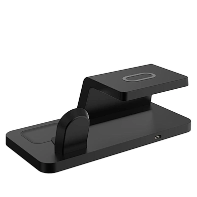 2023 New Arrival Led Time Display Quick Charging 3 In 1 Wireless Charger With Alarm Clock H63