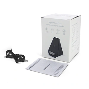 Clock alarm clock with illuminated logo suitable for Apple phone holder wireless charging BT speaker