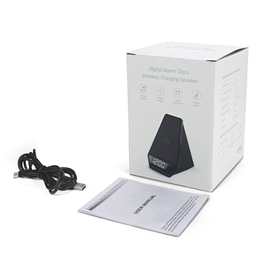 Clock alarm clock with illuminated logo suitable for Apple phone holder wireless charging BT speaker