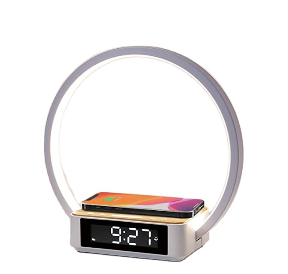 2024 HOT sale wireless charger bedroom Digital Desktop Night Smart Wireless Desk Alarm Clock Charger With Led Light