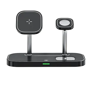 2024 new wireless Charger 15W For phone Station Wireless Charging 3 In 1 Phone Stand with night light