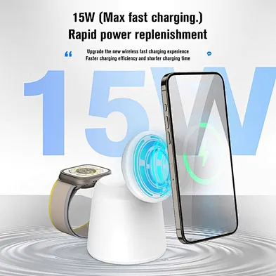 2024 NEW multifunction 15W Fast Charging 3 In 1 Foldable Magnetic Wireless Charger Cube