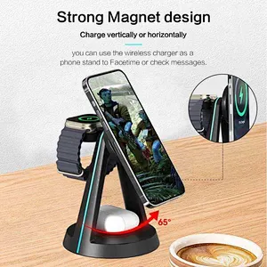 3 In 1 Charging Phone Holder Magnetic 3 In 1 Wireless Charger Stand with night light