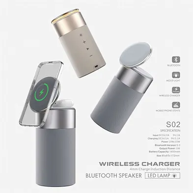 2024 hot sale 3 In 1  Best Multifunction Wireless Charger With Speaker  phone Shape