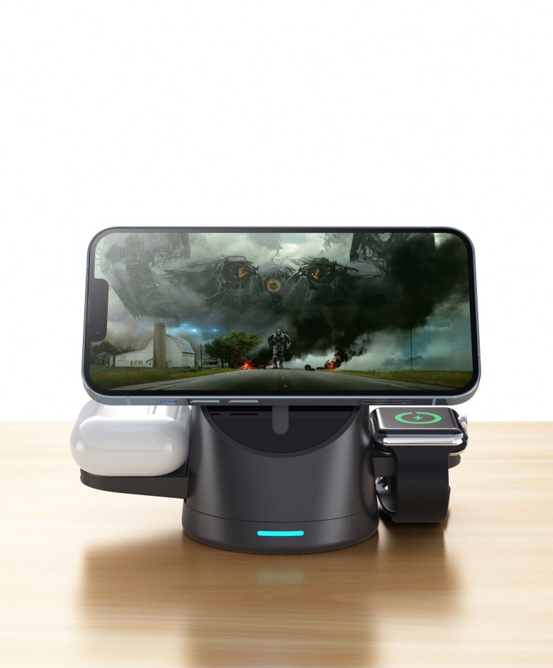 2024 Newest stand qi 15w wireless charger magnetic 3 in 1with OEM