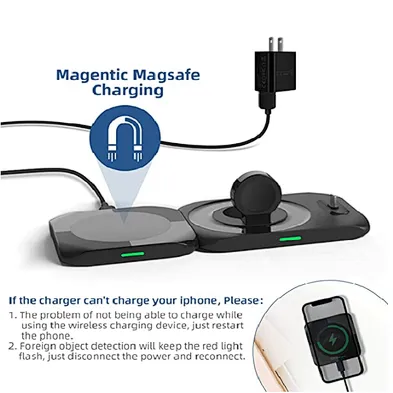 2024 new high quality wireless charger For 3 In 1 Magnetic 15W Max Fast Charging Wireless Charger Pad Stand with removable