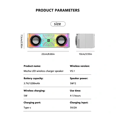 New Fast Smart 15W Multifunction Speaker With Wireless Charger with colorful phanton streamer light moves with sound