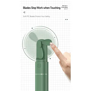 Portable Multifunction 2 In 1 Hand Usb Rechargeable Fan, Quiet Personal With Power Bank For Indoor, Outdoor And Travel Mini Fan