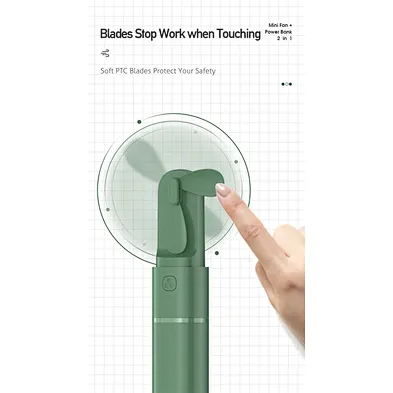 Portable Multifunction 2 In 1 Hand Usb Rechargeable Fan, Quiet Personal With Power Bank For Indoor, Outdoor And Travel Mini Fan