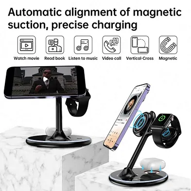 2023 New Phone 15W 3-In-1 Magnetic & 3 In 1 Charger Wireless Stand