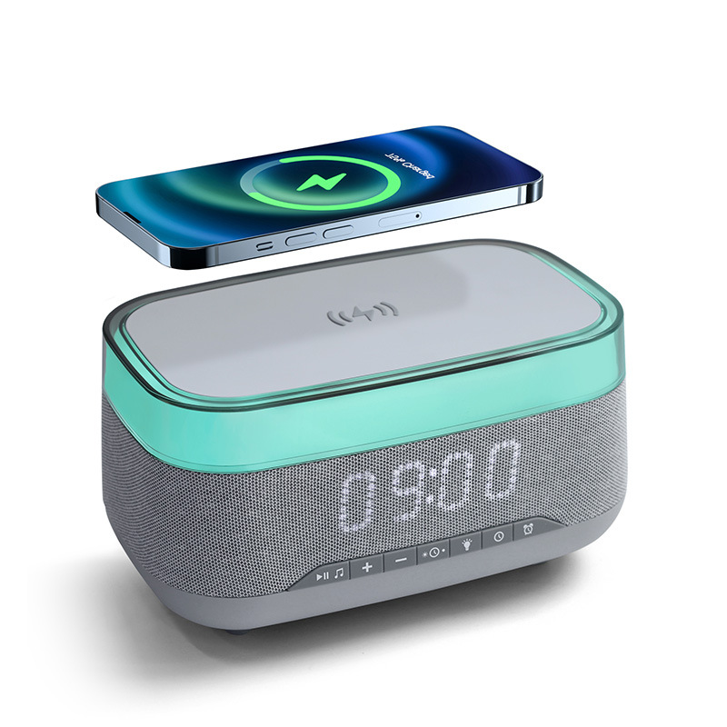 2024 hot sale Speaker Smart Phone Charger MuLtifunction  Wireless Chargerspeakers Lamp With Alarm Clock