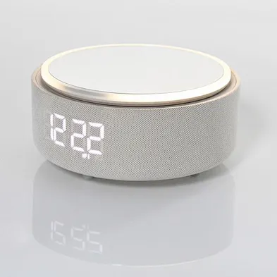 Multifunctional 5 in 1 Vanity Mirror with LED Fill Light Wireless BT Speaker LED Clock Wireless Charger