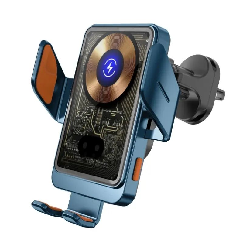 Transparent Metal Alloy Foldable 15W Hold Mobile Phone Holder Magnetic Car  Wireless Charger