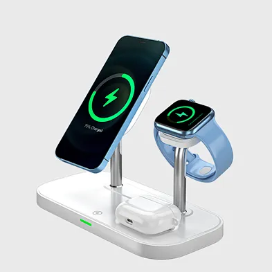 2024 new wireless Charger 15W For phone Station Wireless Charging 3 In 1 Phone Stand with night light