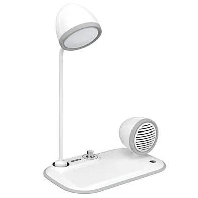 Multifunction 3 in 1 Led - Table Station Speaker Night Desk Fast Qi Light Wireless Charger With Lamp