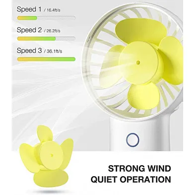 4000 mAh battery portable personal fan for up to 20 hours 3-speed small hand-held fan, battery-powered or USB-powered