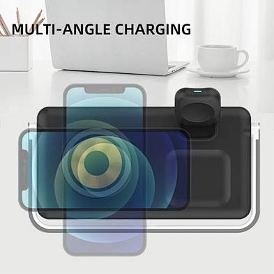 Mobile Phone Charging 3 In 1 For 15W Output Station Foldable Dock Qi  Phones Night Light 3-In-1 Wireless Charger