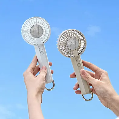 factory price 2024 New Fan Rechargeable 3 gear strong Wind air Cooling turbo Fan cold compress Portable Handheld Fan with buckle
