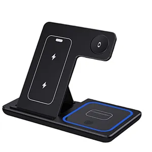 Trending wireless charger Charging 3 In 1 Foldable Magnetic Wireless Charger For Phone Watch Earphones