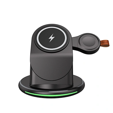 2024 NEW design 3 in 1 multifunction high quality Qi 15W Magnetic Dock Stand 3 In 1 Wireless Charger Station