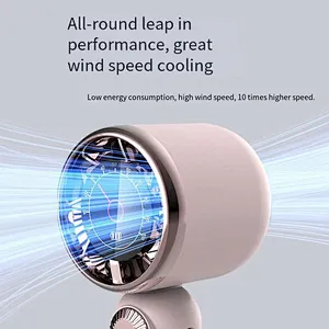 2024 New Desktop Mini Portable violent bladeless turbine high speed small handheld fan speed LED intelligent digital display