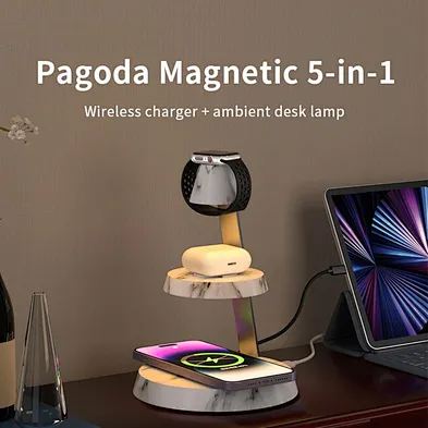 3 In 1 Led Light Multifunction Stand Up Fast Charging Beautiful Shape For Phone Magnetic Wireless Charger