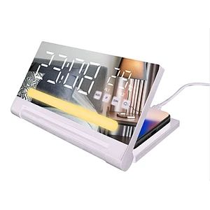 3 in 1 wireless charger alarm clock with led light