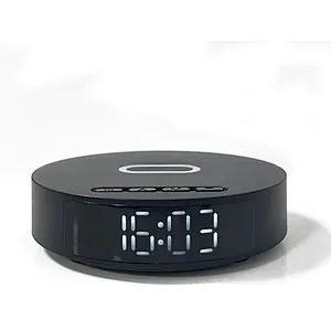 Charging Digital Alarm Clock Multifunctional Dock Station Led Display Wall Socket Usb Ports Ac Outlet Portable Wireless Charger
