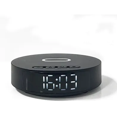 Charging Digital Alarm Clock Multifunctional Dock Station Led Display Wall Socket Usb Ports Ac Outlet Portable Wireless Charger