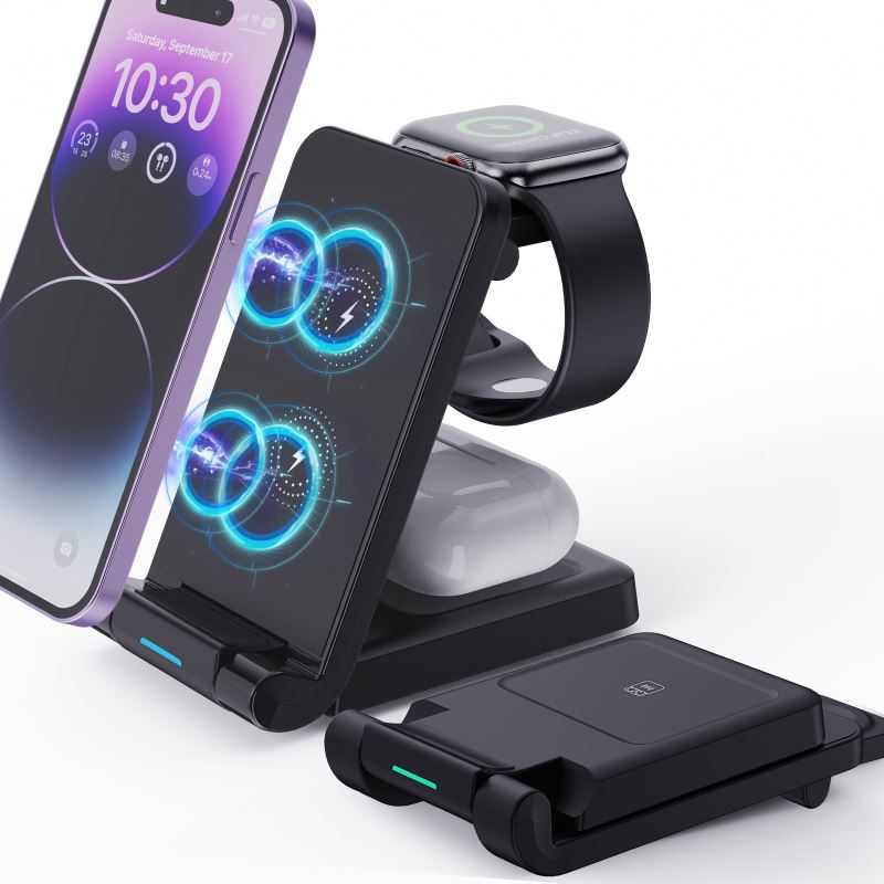 2024 high quality multifunction wireless charger Magnetic 15W Fast Qi Wireless Charger Foldable 3 In 1 fast charging