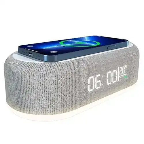 Alarm Clock 5 In 1 With  Speaker Temperature  Wireless Charger  intelligent protection automatically cut off when ful