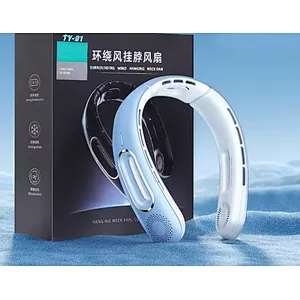 Factory Wholesale Fashion Design Summer Neck Bladeless Rechargeable Long Battery Life Cooling Neck Fan Personal  Low Noise Fan