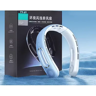 Factory Wholesale Fashion Design Summer Neck Bladeless Rechargeable Long Battery Life Cooling Neck Fan Personal  Low Noise Fan