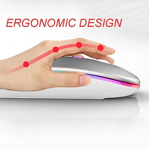 High Quality Ultra Thin Slim Rechargeable Colorful Rainbow Breathing LED Light RGB A2 Computer Mice Gaming Wireless Mouse