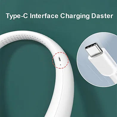 2024 hot saleLazy Bladeless Neck Fan Rechargeable 2400mAh Wearable Cooling Mini Hung Band Necklace Fan